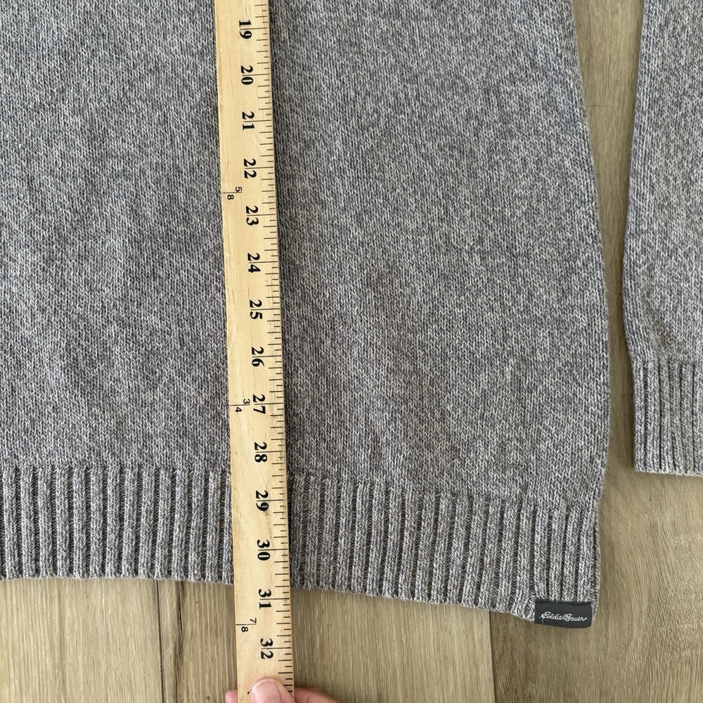 Eddie Bauer Sweater Mens XLT Gray Solid Cotton Crewneck Knit Pullover Casual - Picture 4 of 7
